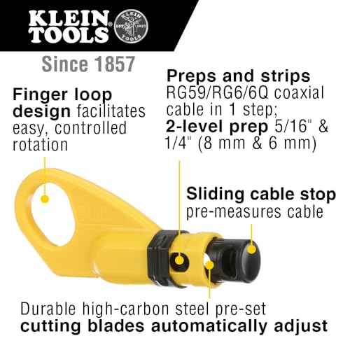 Klein Tools VDV026-211 Coax Installation Kit with Crimp Tool, Cable Cutter, Stripper and F Connectors with Storage Bag