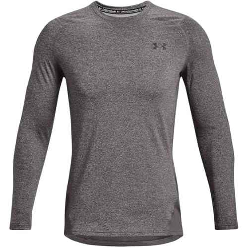 Under Armour - Mens ColdGear Armour Fitted Crew Long-Sleeve T-Shirt, Color Charcoal Light Heather (021), Size: X-Large