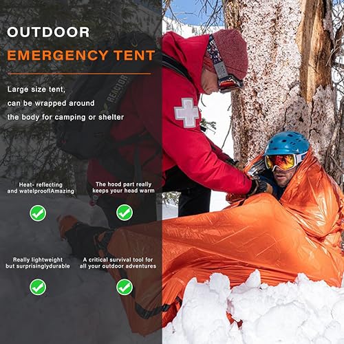 SunHalo Gear Emergency Survival Tent Shelter, 1 or 2 Person Emergency Tent with Emergency Whistle Emergency Shelter,Life T...