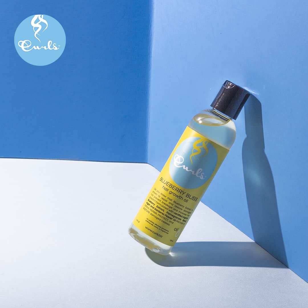 Curls Blueberry Bliss Hair Growth Oil - 4 oz, Repair and Restore Damaged Hair, Moisturizes and Softens, for Wavy, Curly, and Coi