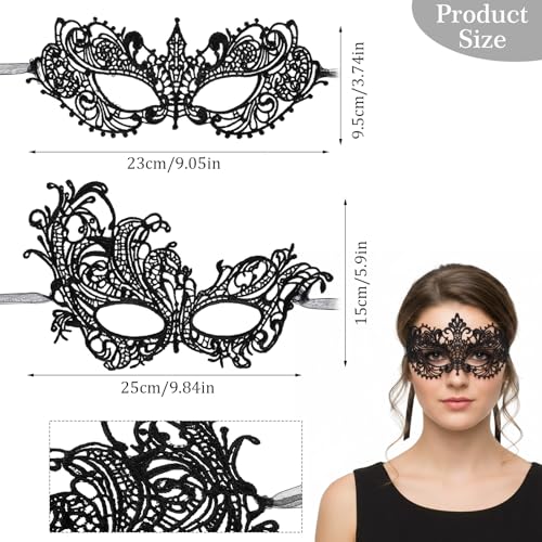 HaiFafafaing Black Masquerade Mask for Women Couples Lace Masquerade Mask Venetian Elegant Women's Flower Eye Masks For Ma...