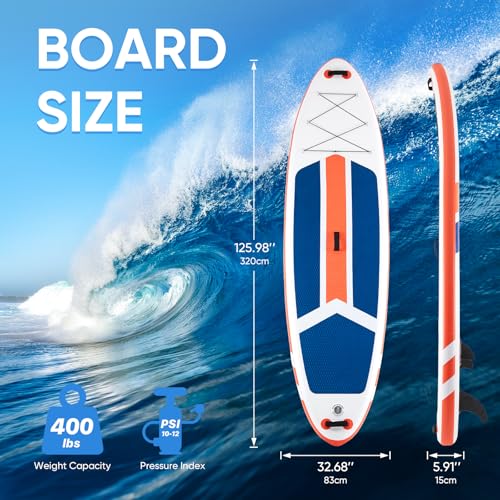 DUMOS Inflatable Stand Up Paddle Board, 10.5'×33'' Paddle Boards with Non-Slip Deck, Durable Advanced Material and Complet...