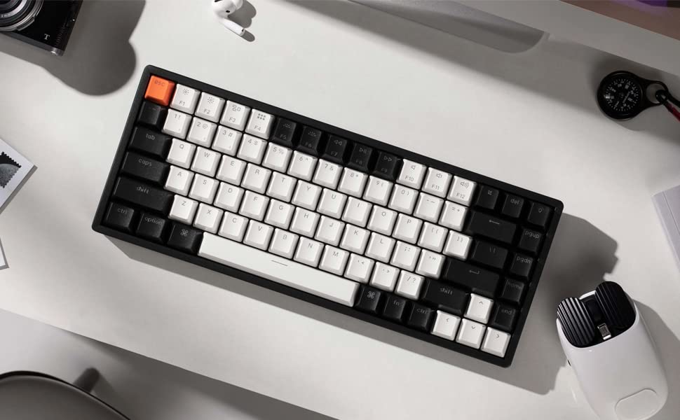 Keychron K2 Wireless Bluetooth/Usb Wired Gaming Mechanical Keyboard, Hot-Swappable 75% Layout 84 Keys Rgb Led Backlight, Aluminu