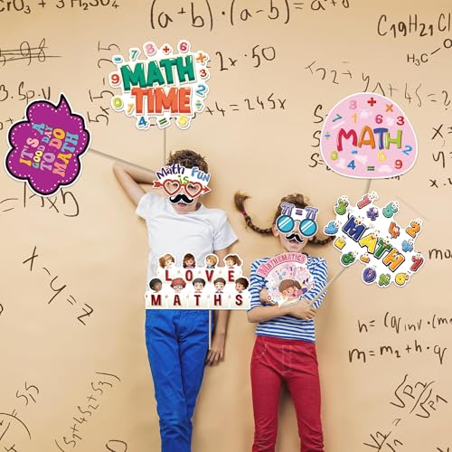 Yunahoo Math Photo Booth Props for I Love Math Party Decoration Teenagers Personalized Students Party Favors Supplies（25PCS）