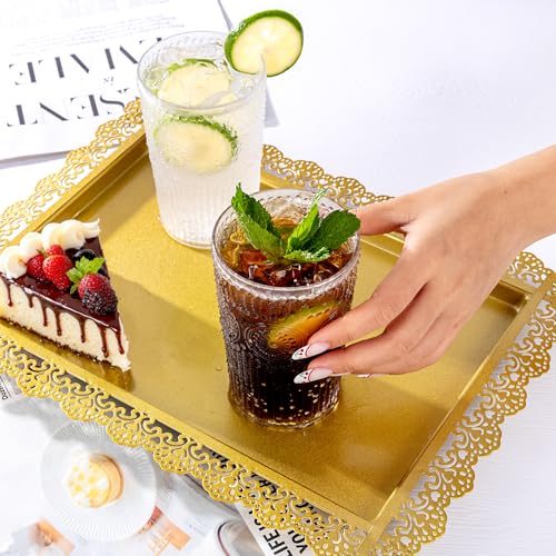 Ciaell 12 Pack Romantic Plastic Water Glasses - 14 Oz Clear Vintage Drinking Glasses, Embossed Ribbed Plastic Cups, Textur...