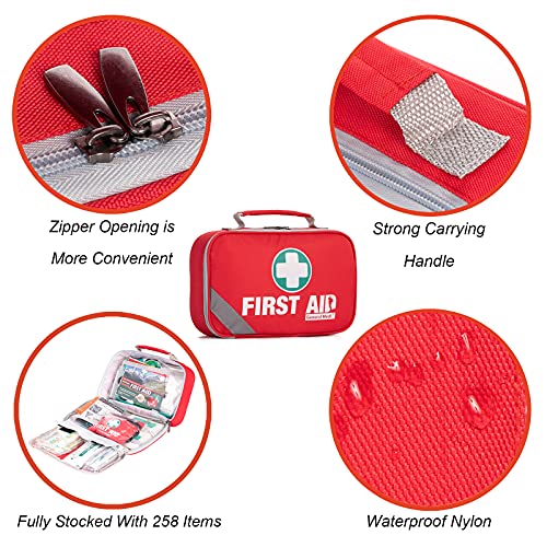 General Medi 2-in-1 First Aid Kit (215 Piece Set) + 43 Piece Mini First Aid Kit -Includes Ice(Cold) Pack, Moleskin Pad and...