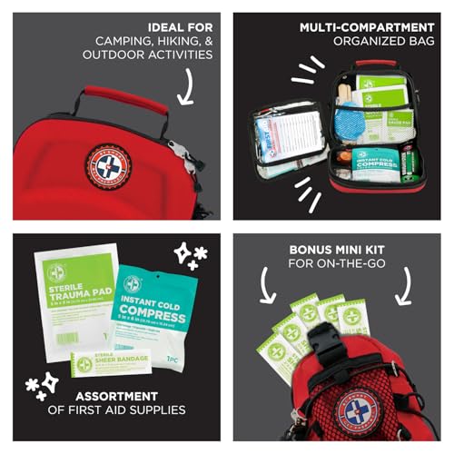 Be Smart Get Prepared 398pc Emergency First Aid Kit + BONUS Mini Kit included - Ideal for Office, Home, Car, School, Emerg...
