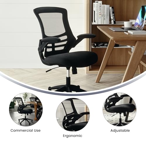 Flash Furniture Kelista Mid-Back Swivel Office Chair with Adjustable Seat Height, Ergonomic Mesh Desk Chair with Flip-Up A...