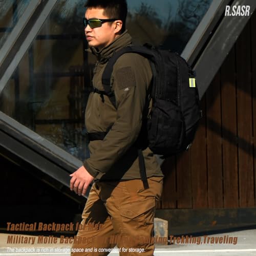 R.SASR 35L motorcycle backpack, black tactical backpack, Military Backpack (2.0 black)