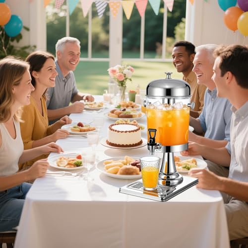 2.2 Gallon Drink Dispensers for Parties, Beverage Dispenser with Stand and Ice Shovel, Commercial Hot Cold Juice Dispenser...