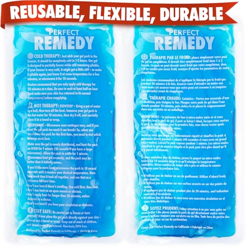 Perfect Remedy 2-Pack Gel Ice Packs for Injuries Reusable, Hot & Cold Pack That’s Durable, Soft & Flexible, Fast Relief & ...