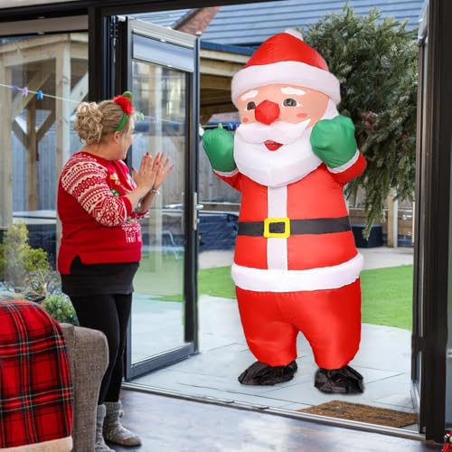 MXoSUM Inflatable Christmas Elf Snowman Costume for Adult Funny Blow up Santa Claus Gingerbread Man Costume
