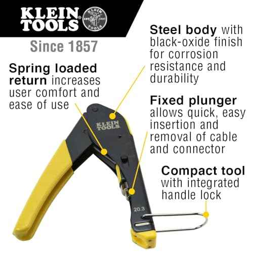 Klein Tools VDV026-211 Coax Installation Kit with Crimp Tool, Cable Cutter, Stripper and F Connectors with Storage Bag
