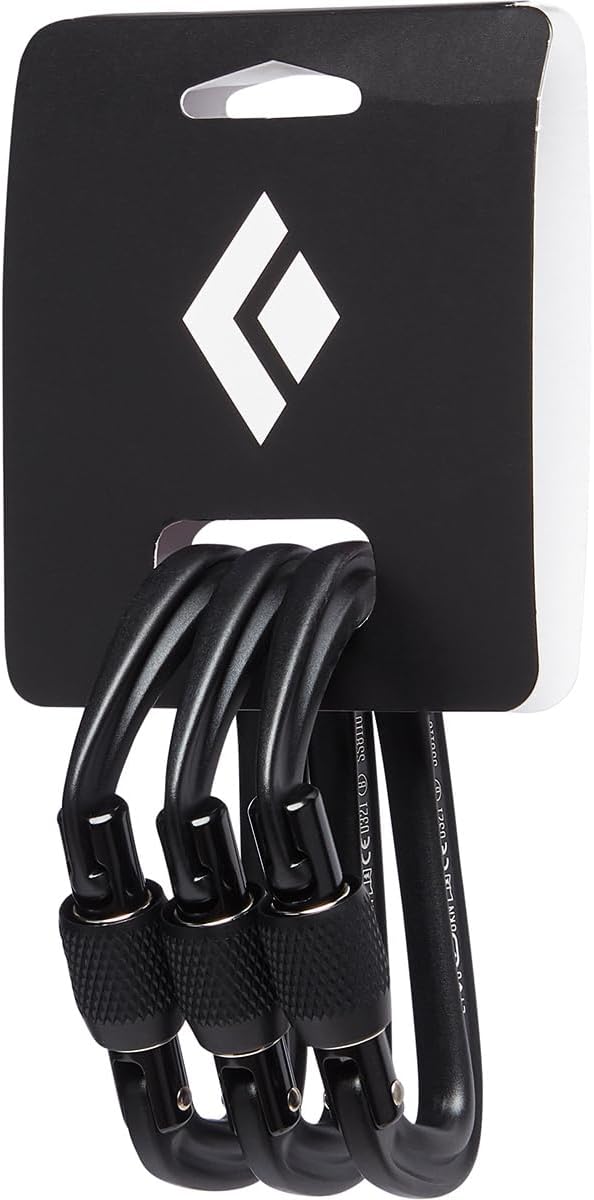 BLACK DIAMOND HotForge Screwgate Carabiner 3-Pack | Lightweight Aluminum Locking Carabiners | for Rock Climbing, Mountaine...