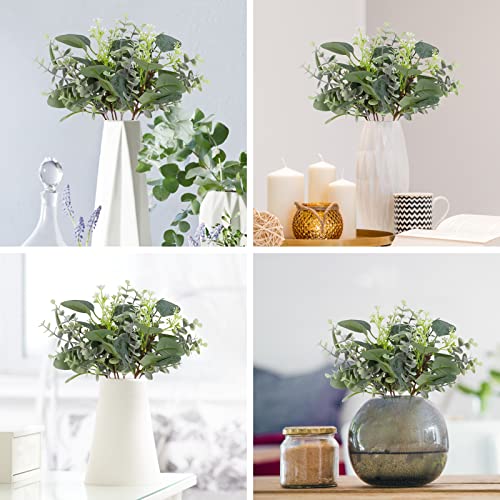 ZeKonan 40 Pcs Artificial Greenery Eucalyptus Stem Silver Dollar Leaves Baby Eucalyptus Leaves Suitable for Family Wedding...