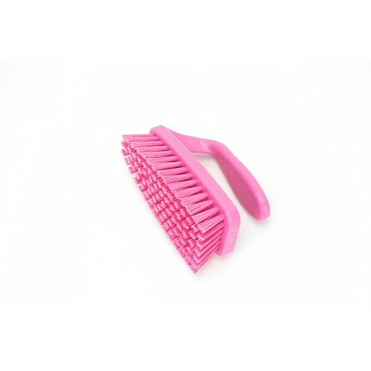 SPARTA Scrub Brush with Iron Shaped Handle and Stiff Bristles, Heavy Duty Scrubber Brush for Kitchen, Bathroom, Shower, Tile, Sink, Carpet and Bakepans, Polypropylene, 6 Inches, Pink