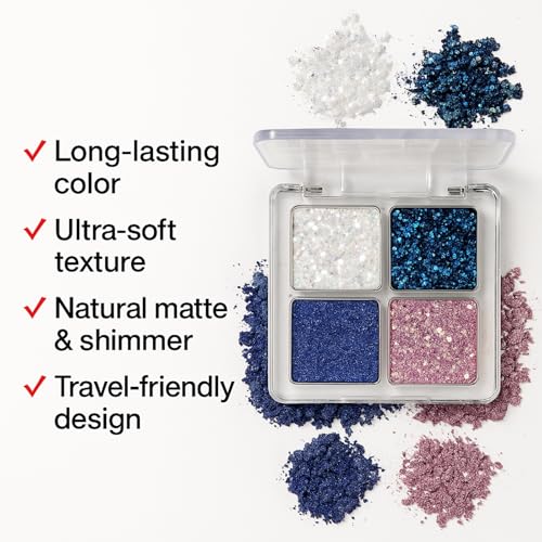 K'APEINE Glitter Shimmer Eyeshadow Makeup Palette, 4Colors Sparkle Eye Shadow Palettes Highly Pigmented Makeup Kit Long La...