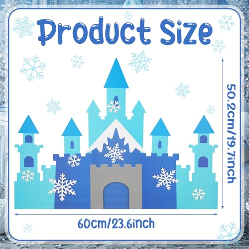 Harloon 19.7 x 23.6 Inch Snowflake Castle Table Centerpiece Glitter Winter Themed Party Table Decorations for Princess Sno...