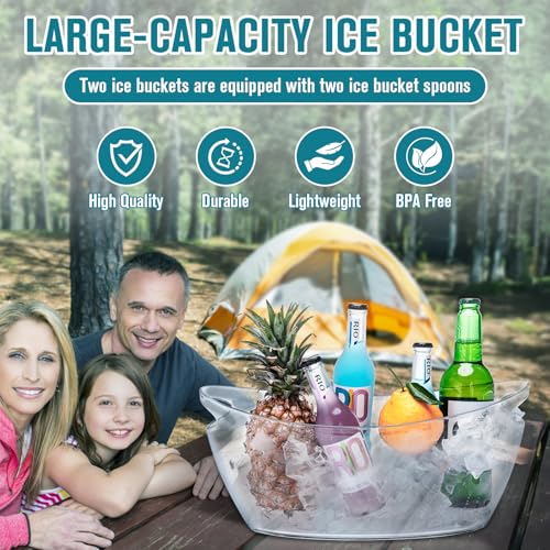 Ice Buckets for Parties, 2 PCS Ice Bucket for Cocktail Bar, 5.5L Drink Buckets for Parties, Wine Cooler, Champagne, Cockta...
