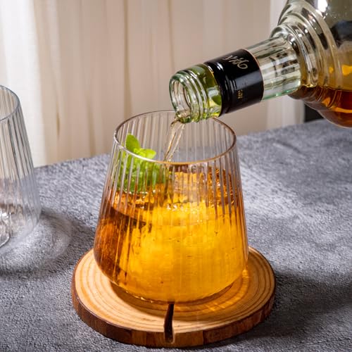 Ciaell 30 Pack Plastic Ribbed Wine Glasses - 14 OZ Thicker Origami Stemless Disposable Wine Champagne Whiskey Unbreakable ...