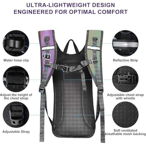 CTSAYCTL Hydration Backpack,Water Backpack with 2L Water Bladder,Festival Essential-Rave Hydration Pack,Lightweight Insula...