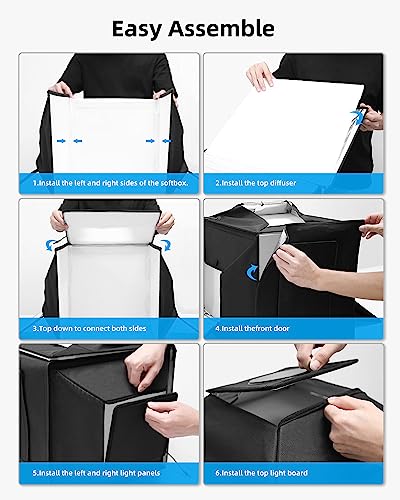 Glendan Upgrade Professional Portable Photo Studio Light Box with 1222 LED Lights, 20"x20" Soft Box, 4 Color PVC Backdrops...