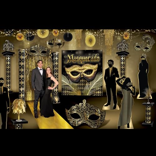 Masquerade 3D Archway Decoration - 7' - Black and Gold