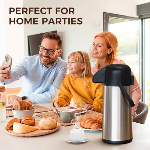 Coffee Carafe for Keeping Hot - Gezoss 102OZ / 3L Airpot Coffee Dispenser with Pump - Large Coffee Carafe for Hot Drinks T...