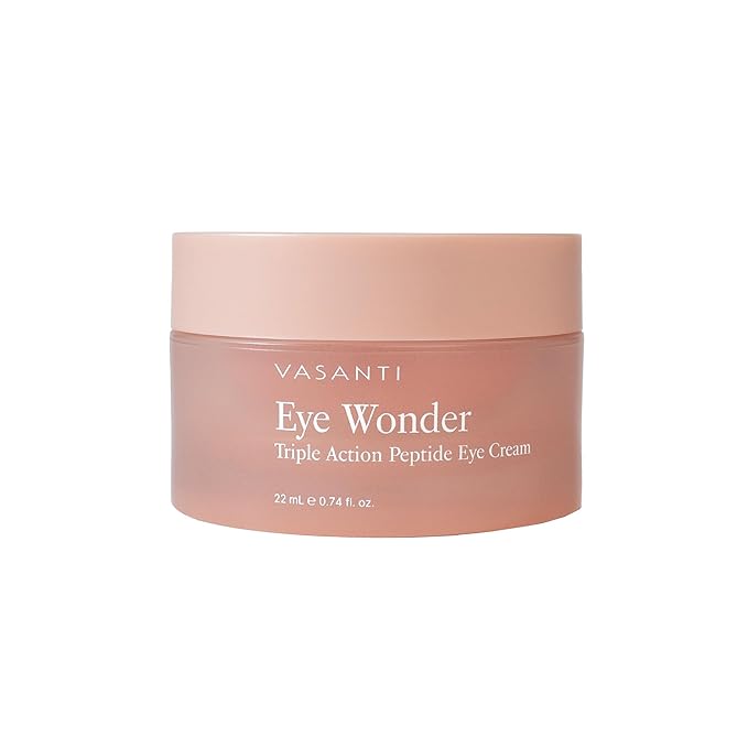 VASANTI EYE WONDER Triple Action Paraben-Free Eye Treatment Cream Clinically Proven Peptides & Botanicals - Helps with Dark Circles, Wrinkles, Puffiness (20mL)