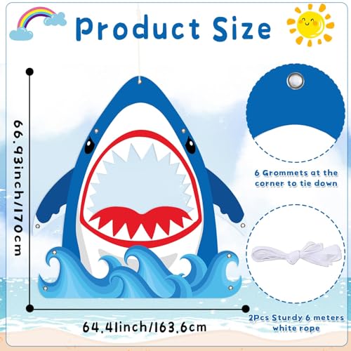Shark Party Decorations Photography Backdrop Blue Shark Photo Booth for Boys Girls Under The Sea Theme Party Background Ba...