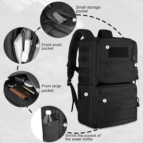 MANETTA 3 Way Tactical Backpack for Men,Convertible Briefcase for 15.6 Inch Laptop,Satchel for Work/Travel/Business,Water ...
