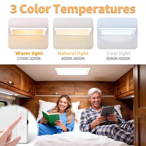SFNN 8 Pack RV Lights Interior,3 Color RV LED Super Bright Fixture,12V RV Ceiling Dome Light with ON/Off Dimmable Switch E...