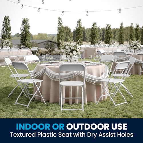 Flash Furniture Hercules Set of 10 Indoor/Outdoor Heavy-Duty Plastic Folding Chairs, Foldable Commercial Stacking Chairs w...