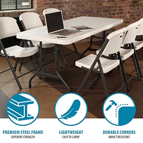 Lifetime 42901 Folding Utility Table, 6 Feet, White, Pack of 4