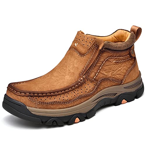 MOSTELO Mens Slip On Casual Loafers Classic Outdoor Leather Walking Hiking Shoes Comfortable for Work Office Dress Outdoor...