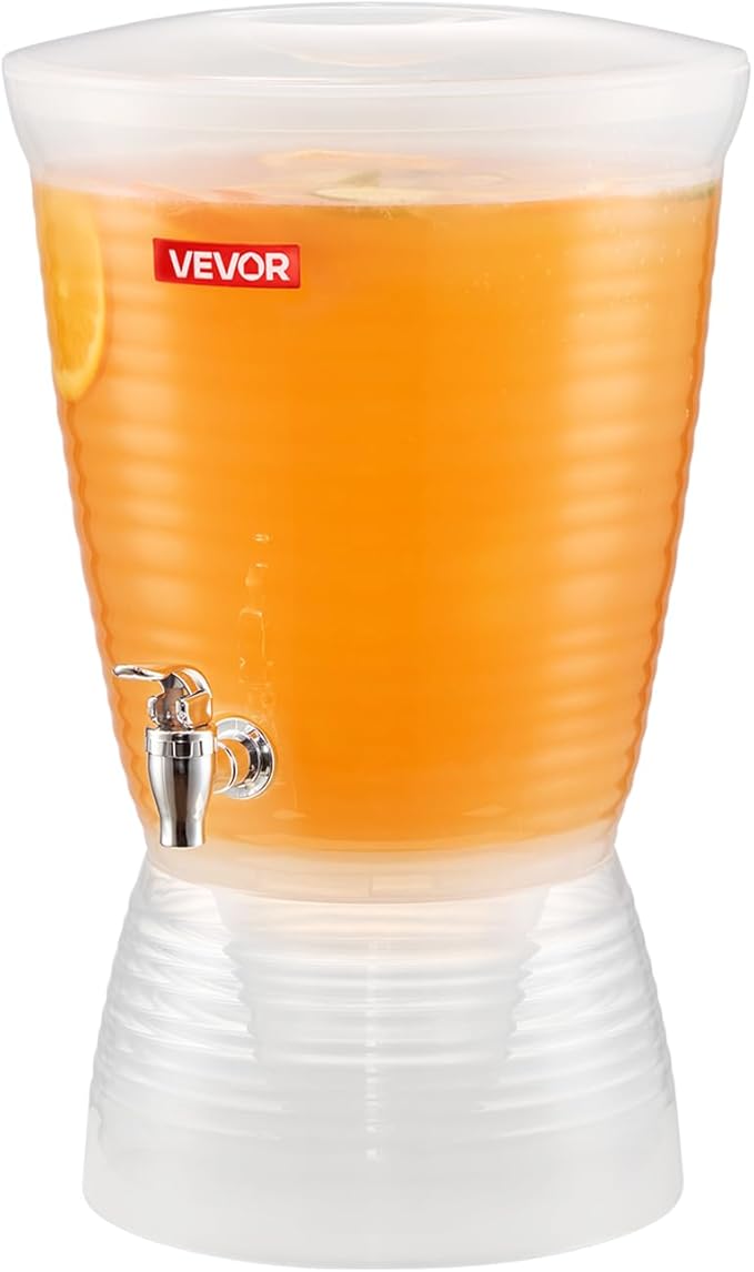 VEVOR Beverage Dispenser, 2.64 Gallon Drink Dispenser for Parties, Plastic Juice Dispensers with Spigot Ice Chamber, Iced ...