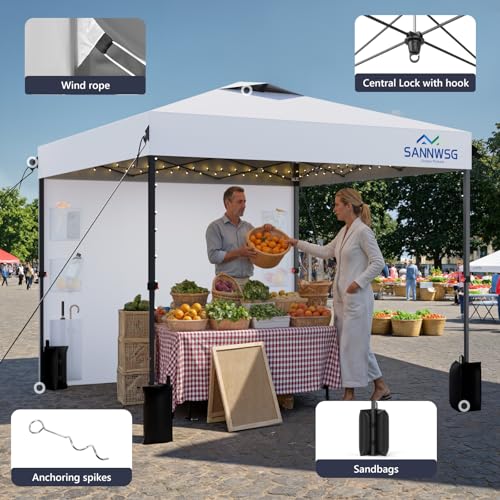 8X8 Pop Up Canopy Tent,Removable Pockets Sidewall for Extra Storage,Easy Up Canopy,Heavy Duty One Person Set Up Event Ten...