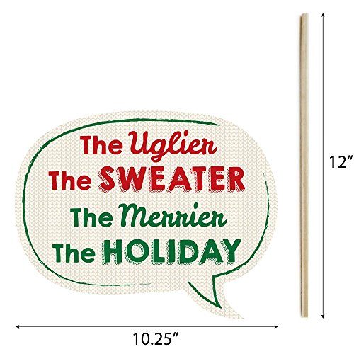 Big Dot of Happiness Ugly Sweater Party Props, Ugly Sweater Decorations, Holiday and Christmas Party Photo Booth Props Ki...