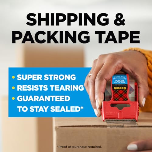 Scotch Heavy Duty Shipping Packing Tape, Clear, Packing Tape for Moving Boxes and Packaging Supplies, 1.88 in. x 22.2 yd.,...