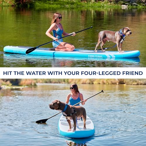 SereneLife XL Inflatable Stand Up Paddle Board - Pet-Friendly SUP for Adults and Pets - Extra-Wide Stable Design with Non-...