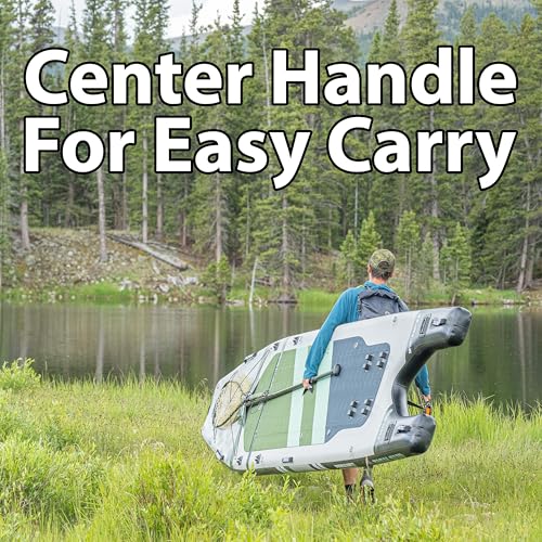 Sea Eagle FS1210 12’10” Inflatable FishSUP Fishing Stand-Up Paddleboard w/Paddle, Pump, Slide in Skeg and Backpack - Sit, ...