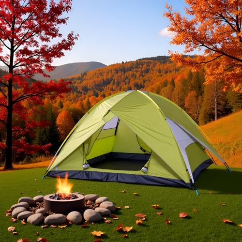 4-6 Person Dome Camping Tent, Family Camping Tent, 83x106 inches, Waterproof Oxford Flooring, for Fishing, Outdoor Campin...