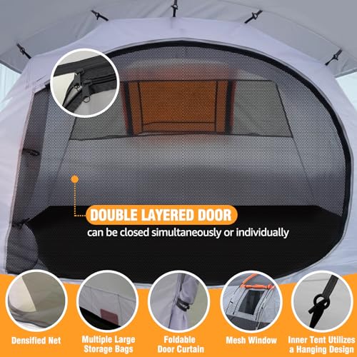 Chihee Camping Tents Tunnel Tent 4 Person Family Tents with 2 Doors Extra Weatherproof Outdoor Shelter 4 Seasons Tents wit...