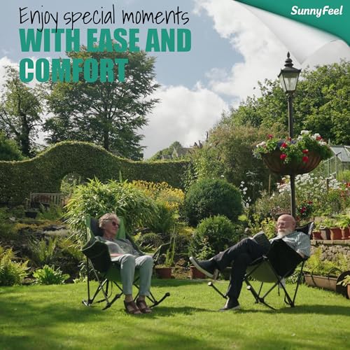 SUNNYFEEL Oversized Rocking Camping Chair, Fully Padded Patio Chair with Side Pocket, High Back Portable Lawn Recliner wit...