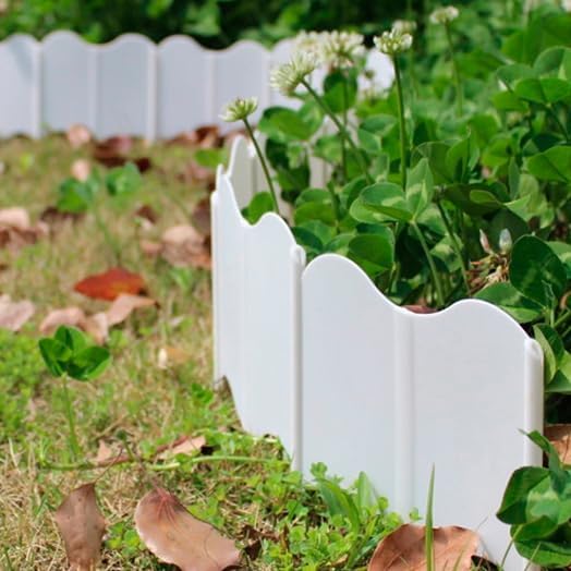 Orgrimmar 20 ft Garden Edging 40PCS Interlocking Landscaping Edging Kit, Plastic No-Dig Pound-in Garden Edge(20' Long x 5.3” Tall) - White