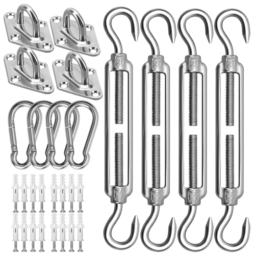 Sun Shade Sail Hardware Kit 6 Inch for Rectangle & Triangle Shade Sail Install, Stainless Steel Shade Sail Fixing Accessor...