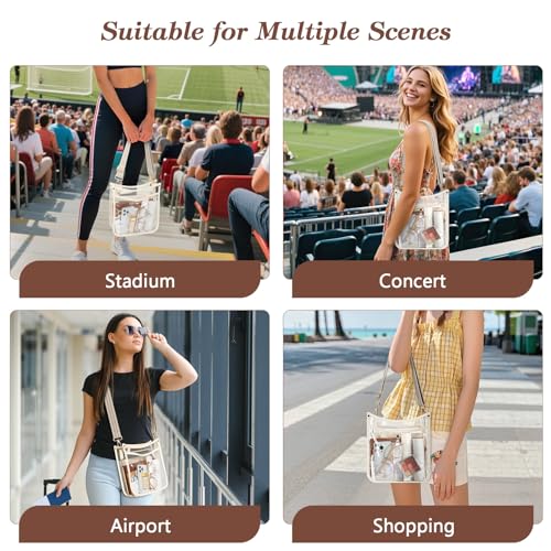 MoKo Clear Tote Bag, Large Capacity Handbags with 2 Pockets, Waterproof PVC Tote Bags for Women, Clear Bag for Stadium Events