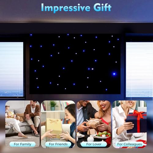 LED Star Lights Curtain, 20x10FT Stage Backdrops Starry Sky Cloth Background with DMX512 Control, 12W White and Blue Folda...