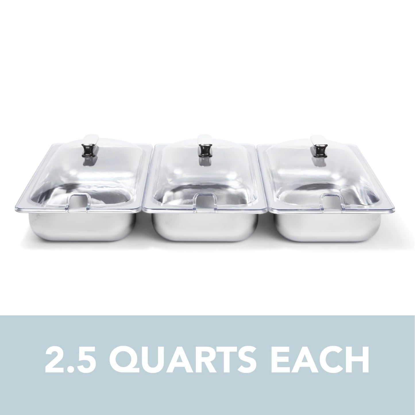 Alpha Living 3x2.5 QT Food Warmers for Parties Buffet Servers and Warmers – Premium Catering Supplies Buffet Display – Stainless Steel Electric Food Warmers with Temperature Control
