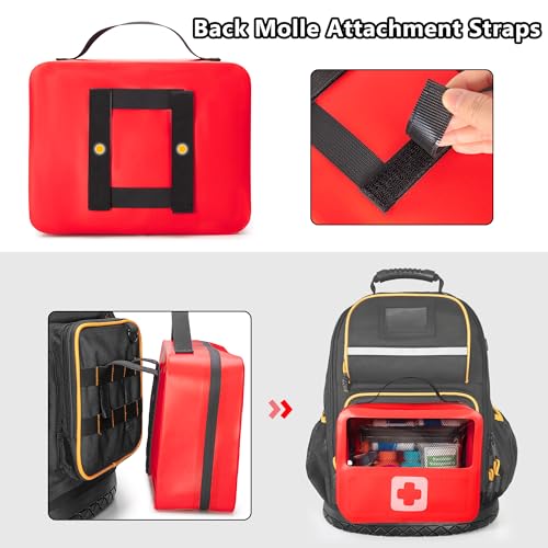 Marscamd Waterproof Empty First Aid Bag with a Detachable Panel, Small Medical Bag with Molle System, Red (Bag Only)